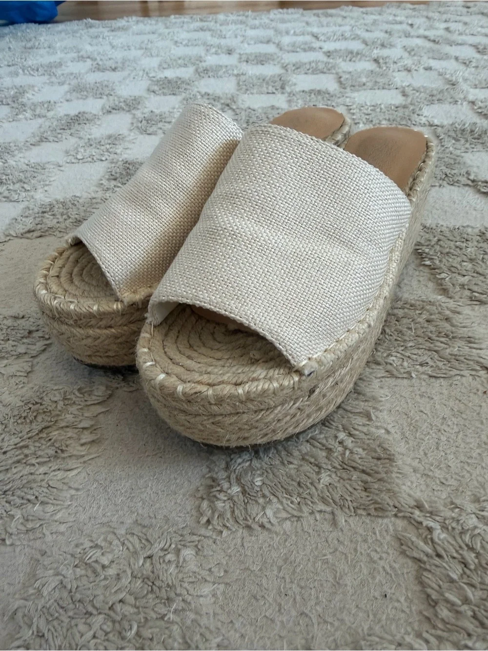 Princess Polly White Espadrille Platform Wedge Slide Sandals